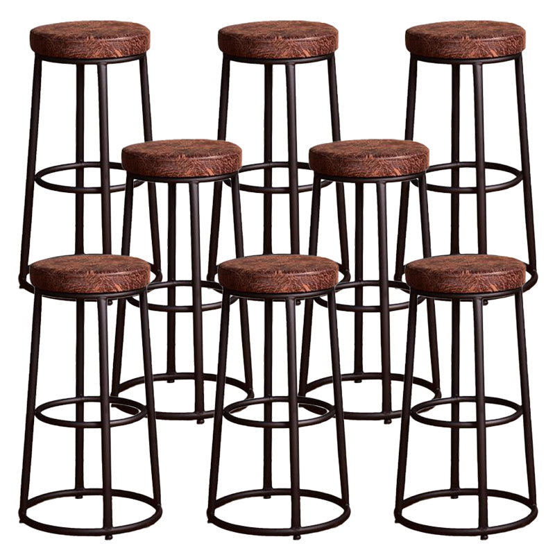 Backless Dining Stool Round Armless Bar Stool with Metal Base 8 Piece Set Upholstered Clearhalo 'Bar Furniture' 'Bar Stools' 'bar_stools' 'furn' 'furn_bar_stools' 'Furniture' 'Kitchen & Dining Furniture' 7419269