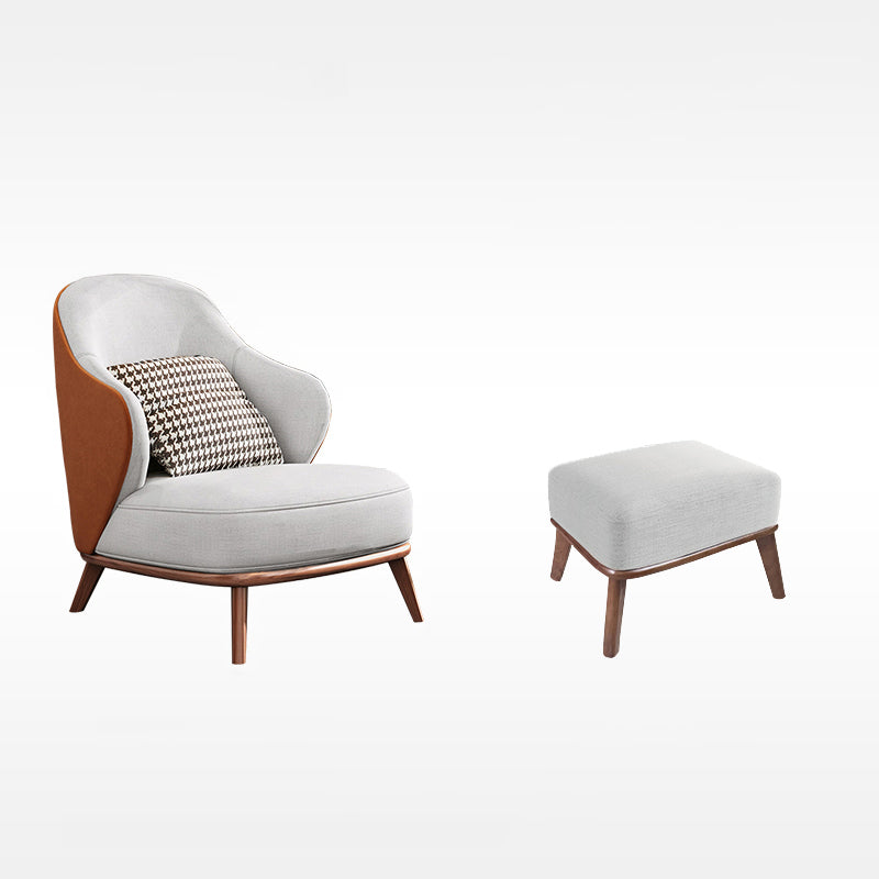 Sedia alare contemporanea con 4 gambe in legno massiccio e schiena stretta