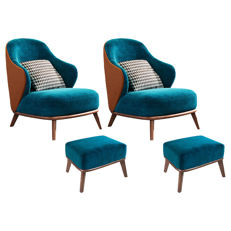 Sedia alare contemporanea con 4 gambe in legno massiccio e schiena stretta