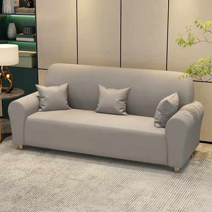 Contemporary 3 Seater Faux Leather Sofa Solid Color Flared Arm Sofa