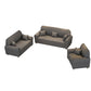 Contemporary 3 Seater Faux Leather Sofa Solid Color Flared Arm Sofa