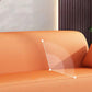 Contemporary 3 Seater Faux Leather Sofa Solid Color Flared Arm Sofa