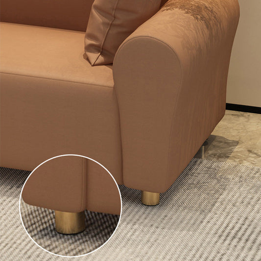 Contemporary 3 Seater Faux Leather Sofa Solid Color Flared Arm Sofa