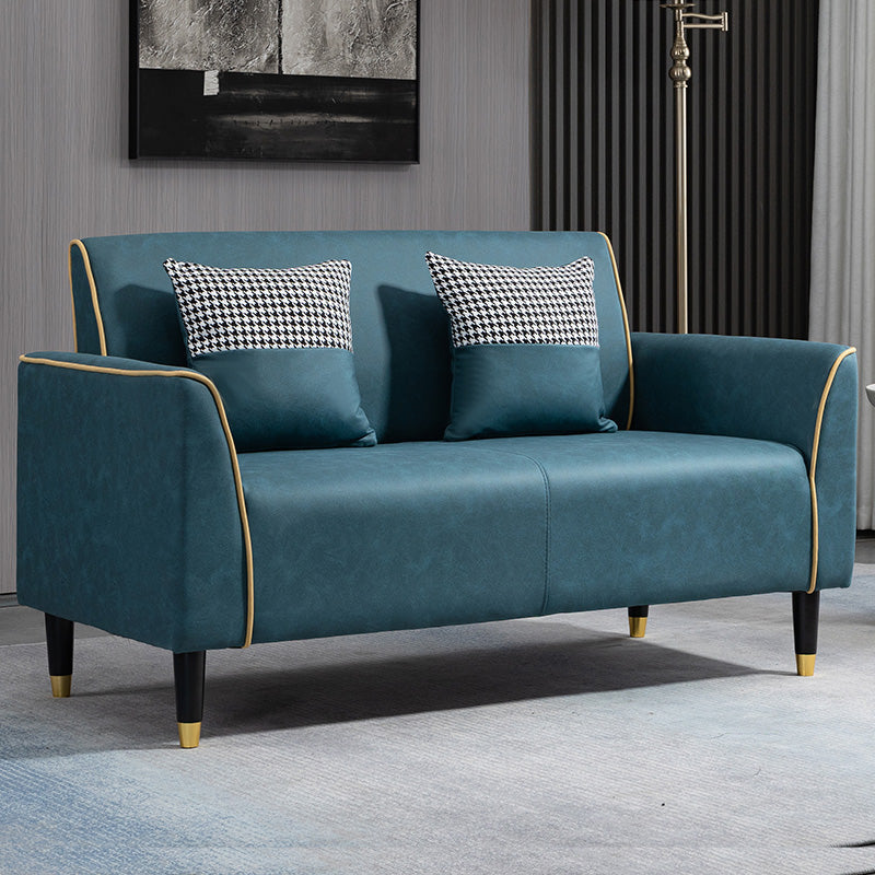 25.59" Wide Faux Leather Loveseat Square Arm Sofa for Living Room Dark Blue-Yellow Clearhalo 'furn' 'furn_sofas' 'Furniture' 'Living Room Furniture' 'Sofa' 'sofas' 7419457