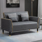 25.59" Wide Faux Leather Loveseat Square Arm Sofa for Living Room Gray-Yellow Clearhalo 'furn' 'furn_sofas' 'Furniture' 'Living Room Furniture' 'Sofa' 'sofas' 7419462