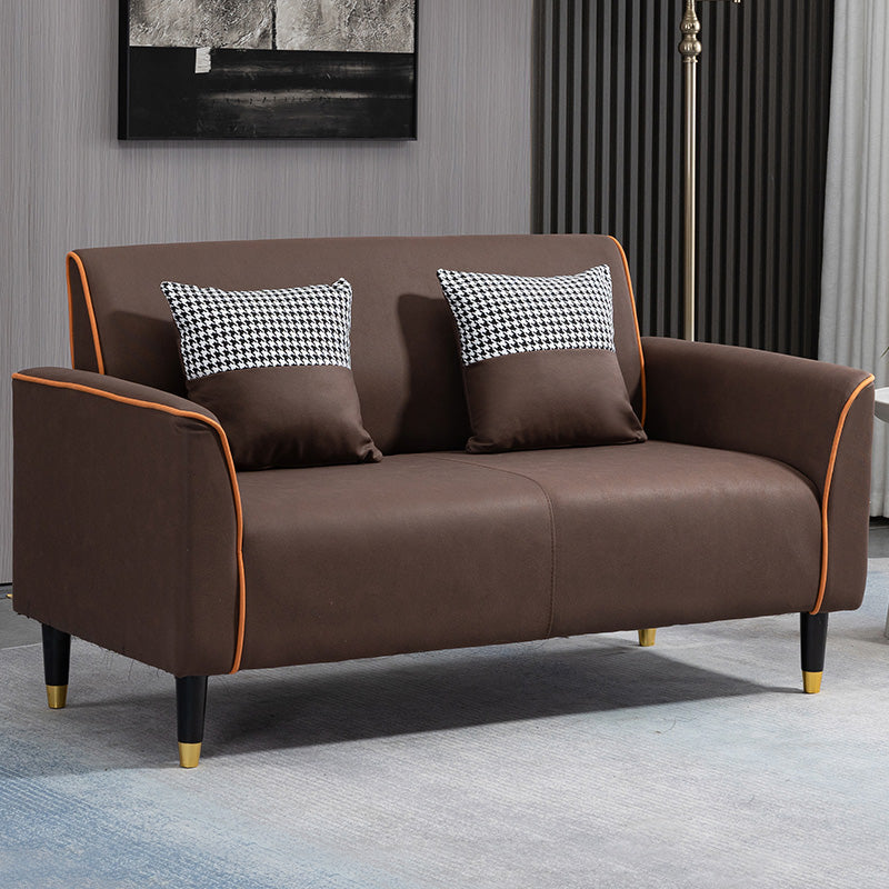 25.59" Wide Faux Leather Loveseat Square Arm Sofa for Living Room Orange Brown Clearhalo 'furn' 'furn_sofas' 'Furniture' 'Living Room Furniture' 'Sofa' 'sofas' 7419468