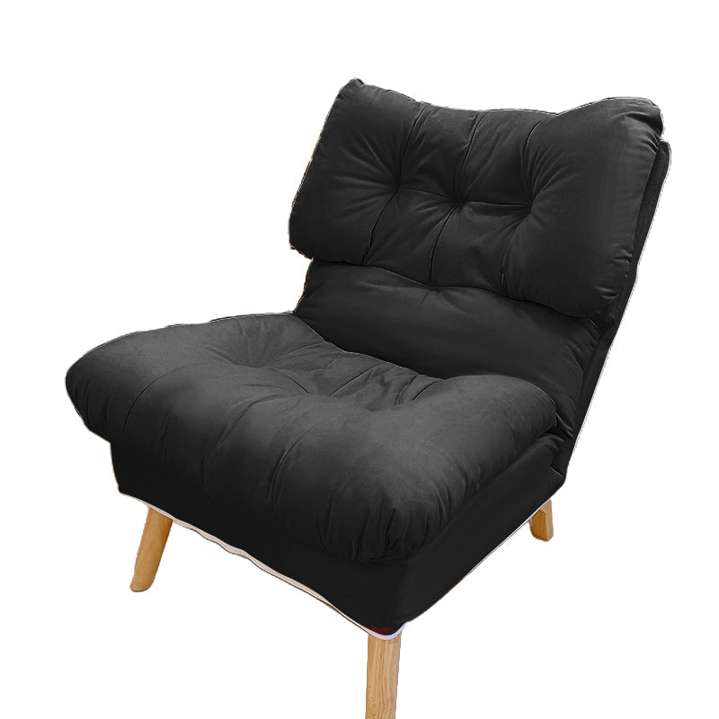 Scandinavian Standard Recliner Wooden Solid Color Indoor with Footrest Tech Cloth Black Without Ottoman Clearhalo 'Chairs & Seating' 'furn' 'furn_recliners' 'Furniture' 'Living Room Furniture' 'Recliners' 7419475