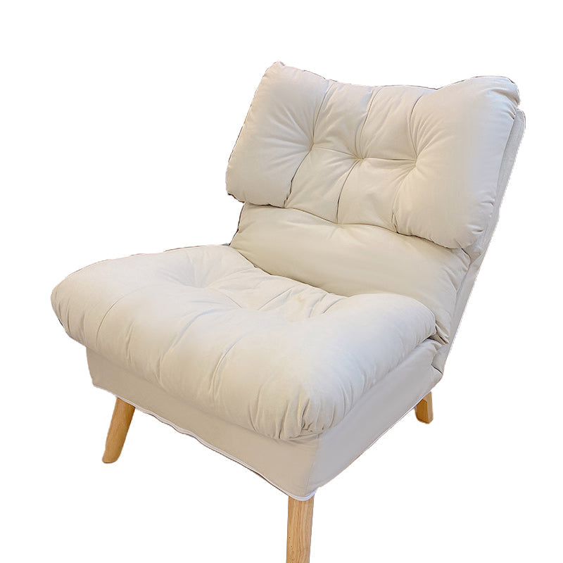 Scandinavian Standard Recliner Wooden Solid Color Indoor with Footrest Tech Cloth Beige Without Ottoman Clearhalo 'Chairs & Seating' 'furn' 'furn_recliners' 'Furniture' 'Living Room Furniture' 'Recliners' 7419478