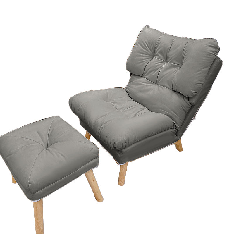 Scandinavian Standard Recliner Wooden Solid Color Indoor with Footrest Tech Cloth Gray With Ottoman Clearhalo 'Chairs & Seating' 'furn' 'furn_recliners' 'Furniture' 'Living Room Furniture' 'Recliners' 7419484