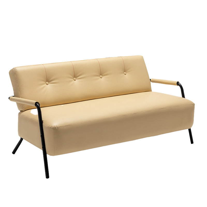 25.59" Wide Faux Leather Sofa 3 Seater Tufted Back Sofa for Living Room