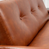 25.59" Wide Faux Leather Sofa 3 Seater Tufted Back Sofa for Living Room