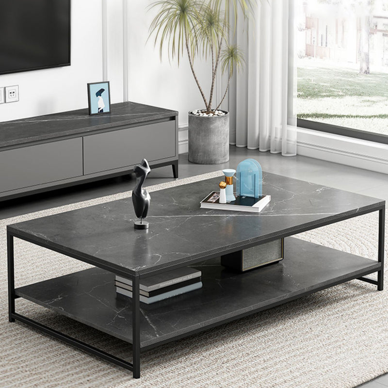 Rectangle Cocktail Table Frame Single Coffee Table with Shelf Clearhalo 'Coffee & Accent Tables' 'Coffee Tables' 'coffee_tables' 'furn' 'furn_coffee_tables' 'Furniture' 'Living Room Furniture' 7419505
