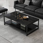Rectangle Cocktail Table Frame Single Coffee Table with Shelf 39.5"L x 19"W x 16.5"H Black Shelves Included Clearhalo 'Coffee & Accent Tables' 'Coffee Tables' 'coffee_tables' 'furn' 'furn_coffee_tables' 'Furniture' 'Living Room Furniture' 7419508