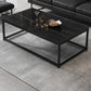 Rectangle Cocktail Table Frame Single Coffee Table with Shelf 47"L x 24"W x 16.5"H Black Shelves Not Included Clearhalo 'Coffee & Accent Tables' 'Coffee Tables' 'coffee_tables' 'furn' 'furn_coffee_tables' 'Furniture' 'Living Room Furniture' 7419512