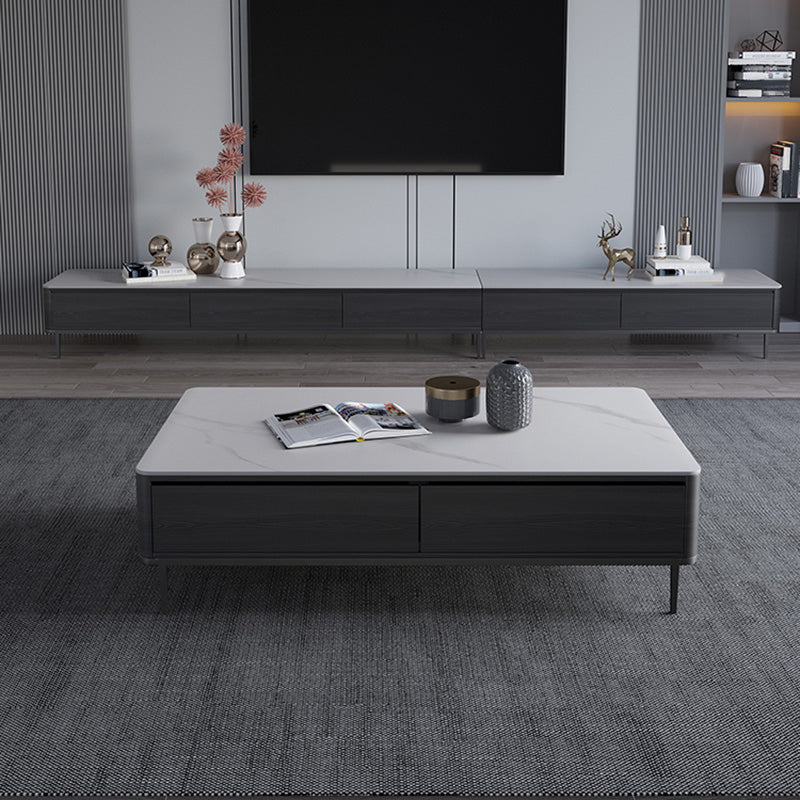 Rectangle Slate Cocktail Table 4 Legs Coffee Table with Drawer Clearhalo 'Coffee & Accent Tables' 'Coffee Tables' 'coffee_tables' 'furn' 'furn_coffee_tables' 'Furniture' 'Living Room Furniture' 7419546