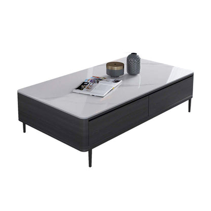 Rectangle Slate Cocktail Table 4 Legs Coffee Table with Drawer Clearhalo 'Coffee & Accent Tables' 'Coffee Tables' 'coffee_tables' 'furn' 'furn_coffee_tables' 'Furniture' 'Living Room Furniture' 7419549