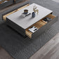 Modern Rectangle Cocktail Table Slate Coffee Table with 4 Drawers