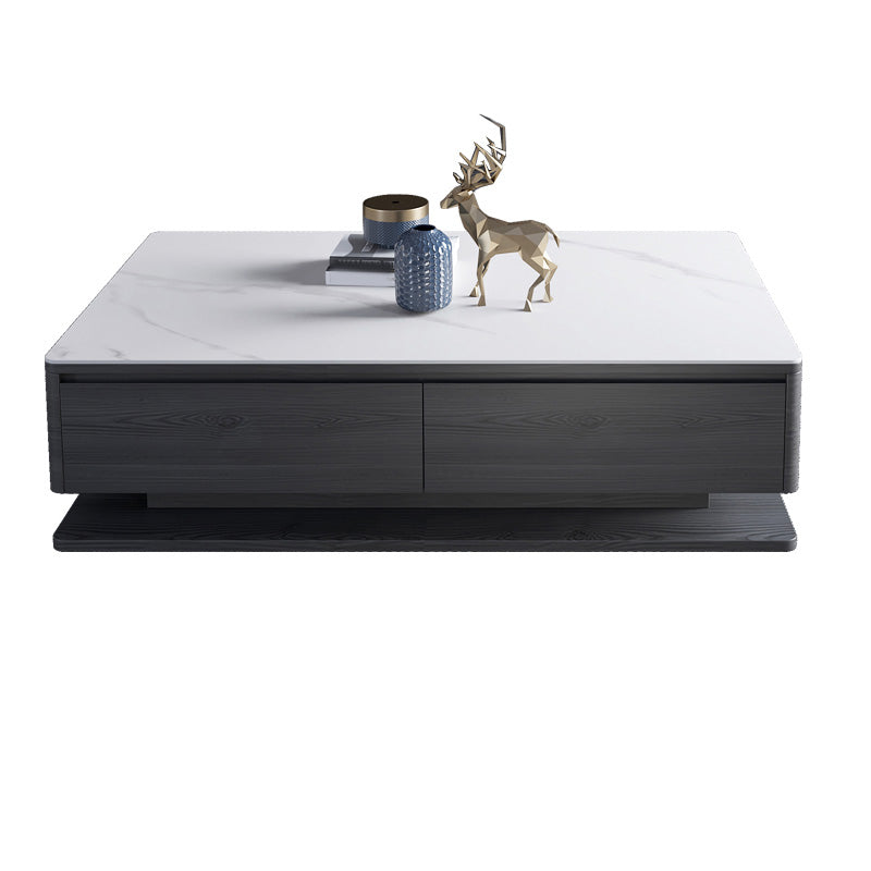 Modern Rectangle Cocktail Table Slate Coffee Table with 4 Drawers
