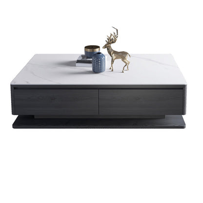 Modern Rectangle Cocktail Table Slate Coffee Table with 4 Drawers