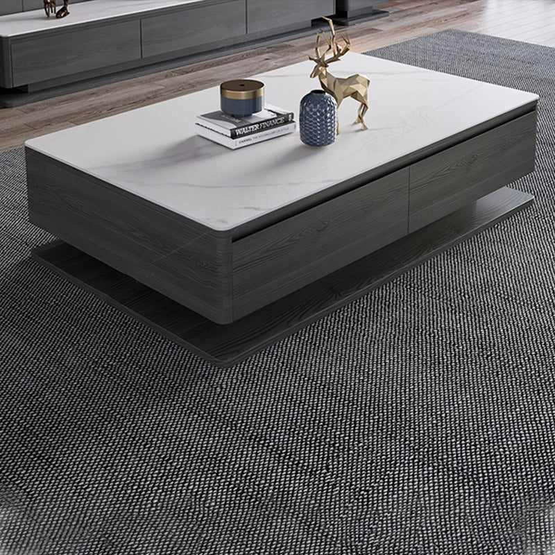 Modern Rectangle Cocktail Table Slate Coffee Table with 4 Drawers