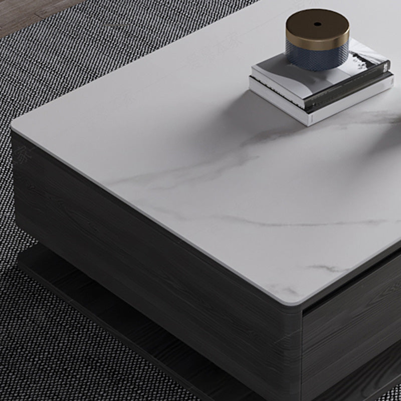 Modern Rectangle Cocktail Table Slate Coffee Table with 4 Drawers