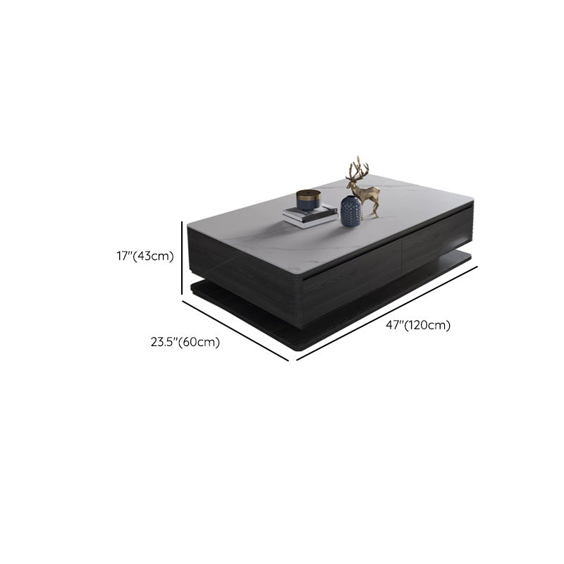 Modern Rectangle Cocktail Table Slate Coffee Table with 4 Drawers