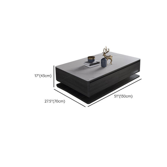 Mesa de café de pizarra de cóctel rectangular moderno con 4 cajones