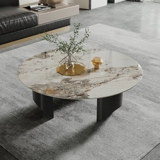 Mesa de café con acero inoxidable de 16.53 "Top Slate Tope de acero inoxidable