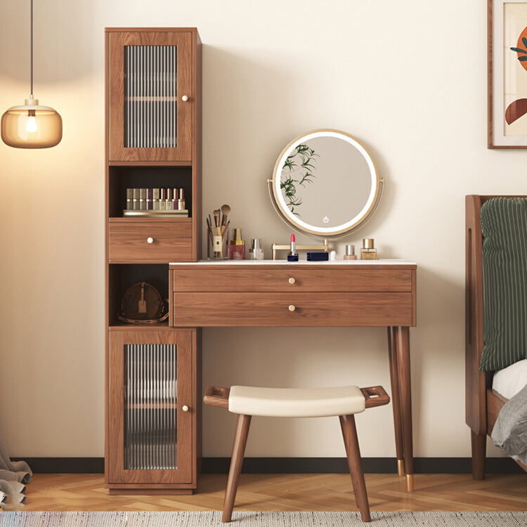 Modern Solid Wood Table Makeup Vanity with Drawers for Bedroom Clearhalo 'Bedroom Furniture' 'furn' 'furn_makeup_vanities' 'Furniture' 'Makeup Vanities' 'makeup_vanities' 7420389