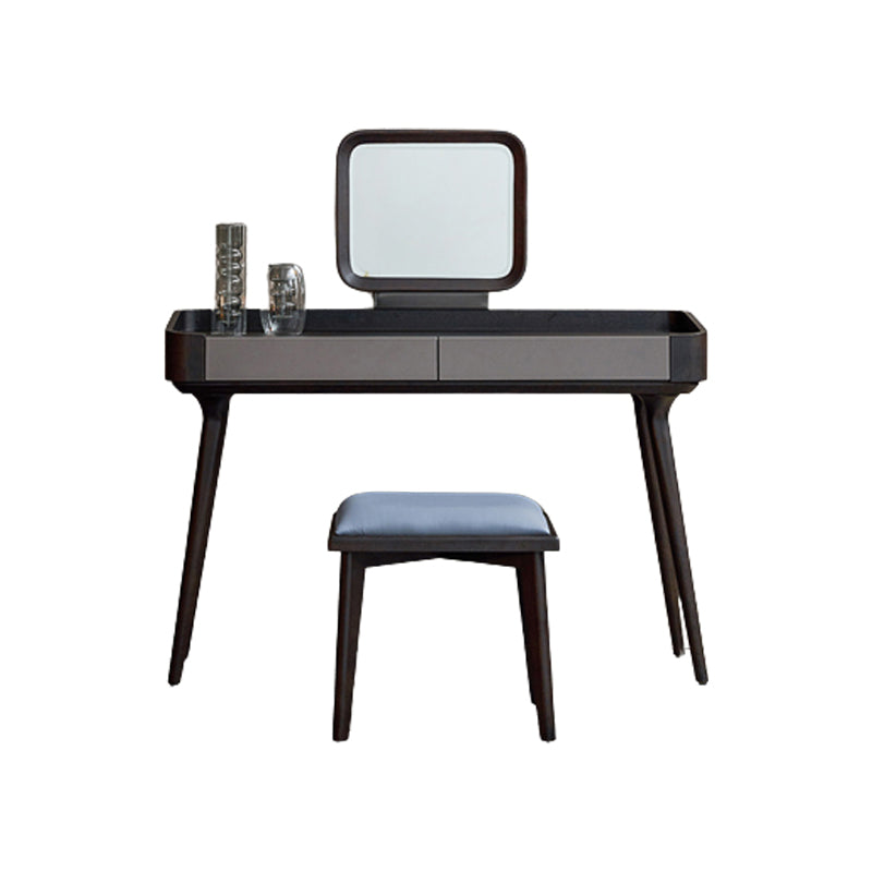 Tocador de maquillaje de madera maciza contemporánea con cajones y taburetes para dormitorio