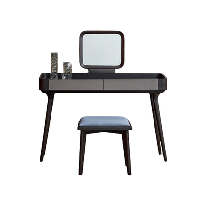 Tocador de maquillaje de madera maciza contemporánea con cajones y taburetes para dormitorio