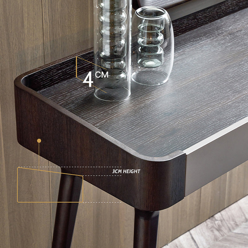 Tocador de maquillaje de madera maciza contemporánea con cajones y taburetes para dormitorio