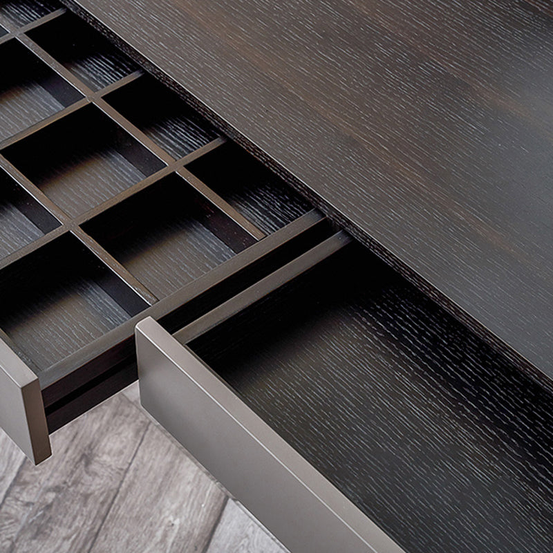 Tocador de maquillaje de madera maciza contemporánea con cajones y taburetes para dormitorio