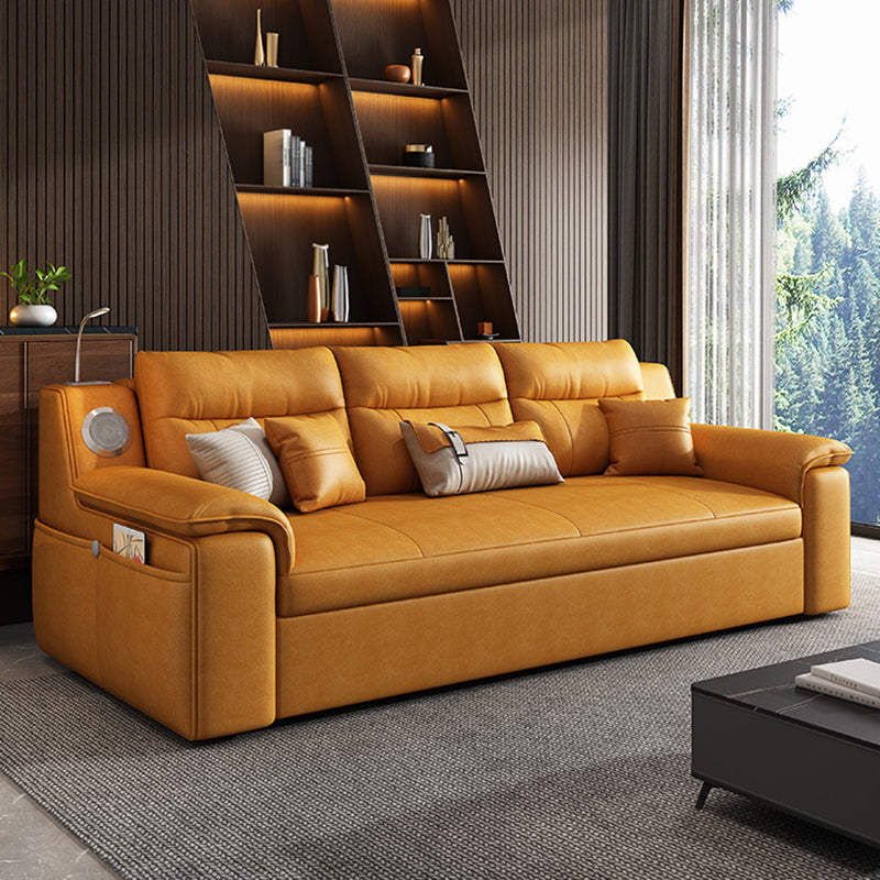32" Wide Scandinavian Sofa Futon Foldable Orange Sleeper Sofa