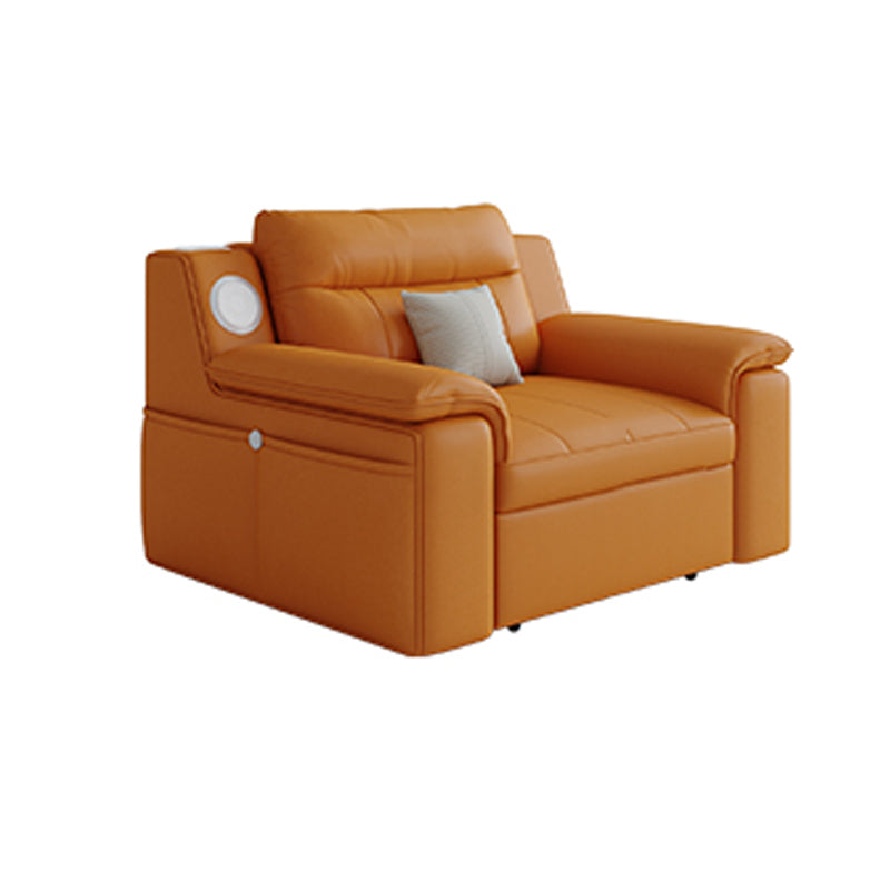 32" Wide Scandinavian Sofa Futon Foldable Orange Sleeper Sofa