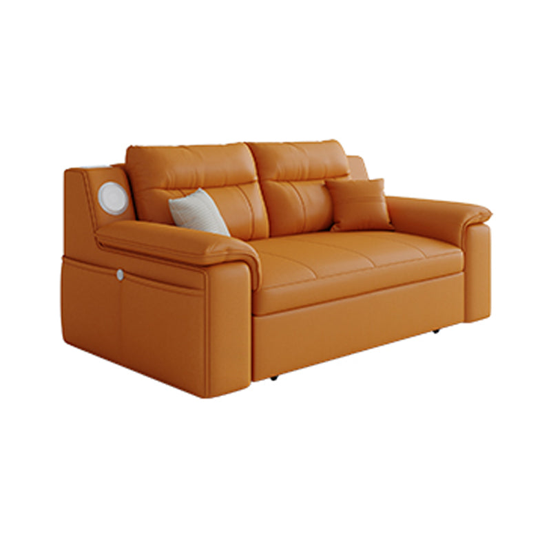 32" Wide Scandinavian Sofa Futon Foldable Orange Sleeper Sofa