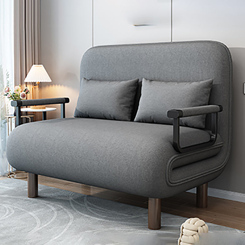 Scandinavian Pillow Included Futon Frame Square Arms Convertible Sofas Grey Clearhalo 'furn' 'furn_futons' 'Furniture' 'Futons & Daybeds' 'Futons' 'Living Room Furniture' 7420451
