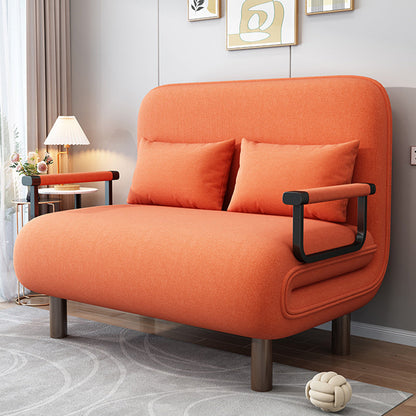 Scandinavian Pillow Included Futon Frame Square Arms Convertible Sofas Orange Clearhalo 'furn' 'furn_futons' 'Furniture' 'Futons & Daybeds' 'Futons' 'Living Room Furniture' 7420454