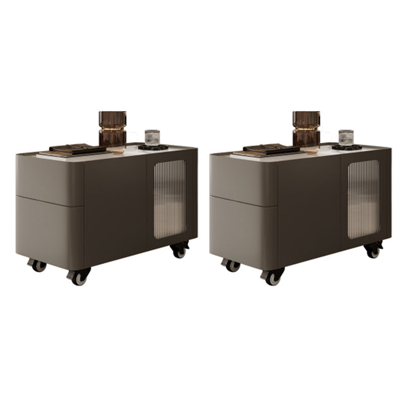 4 Legs End Table Set No Distressing Rectangular Side Table with 2 Drawers Grey Casters Included 2 Clearhalo 'Coffee & Accent Tables' 'End & Side Tables' 'end_side_tables' 'furn' 'furn_end_side_tables' 'Furniture' 'Living Room Furniture' 7420644