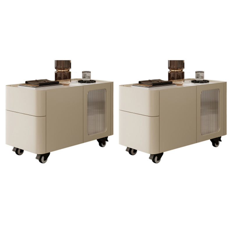 4 Legs End Table Set No Distressing Rectangular Side Table with 2 Drawers White Casters Included 2 Clearhalo 'Coffee & Accent Tables' 'End & Side Tables' 'end_side_tables' 'furn' 'furn_end_side_tables' 'Furniture' 'Living Room Furniture' 7420649