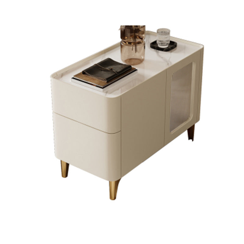 4 Legs End Table Set No Distressing Rectangular Side Table with 2 Drawers White Casters Not Included 1 Clearhalo 'Coffee & Accent Tables' 'End & Side Tables' 'end_side_tables' 'furn' 'furn_end_side_tables' 'Furniture' 'Living Room Furniture' 7420655