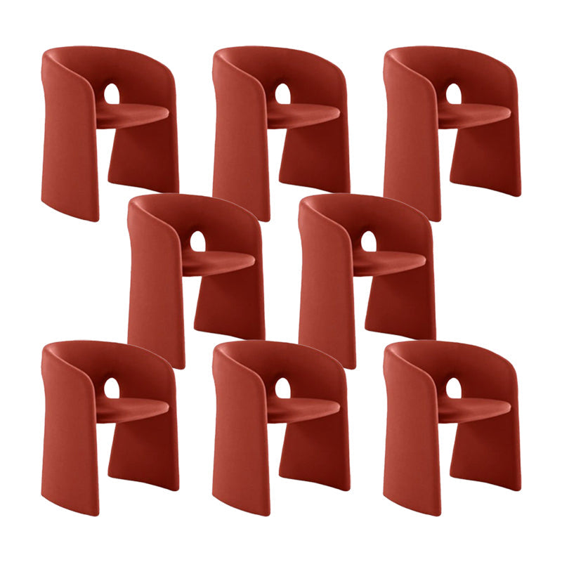 Binnen fluwelen gestoffeerde stoelstoel metalen frame open rug eetkamerstoel