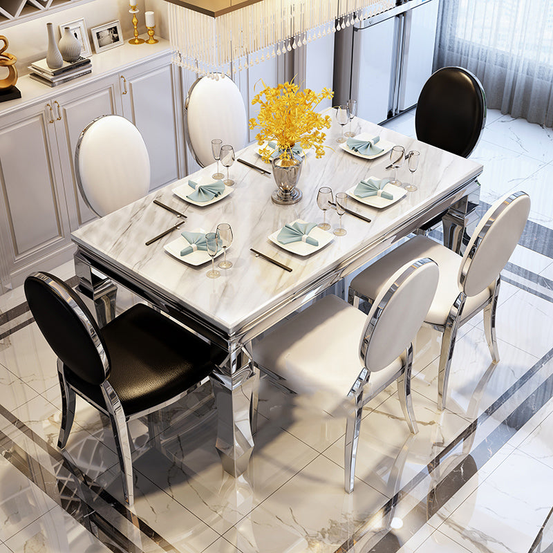 Nordic Rechthoekige Eettafel Marmeren Eetkamercollectie met 4-voet