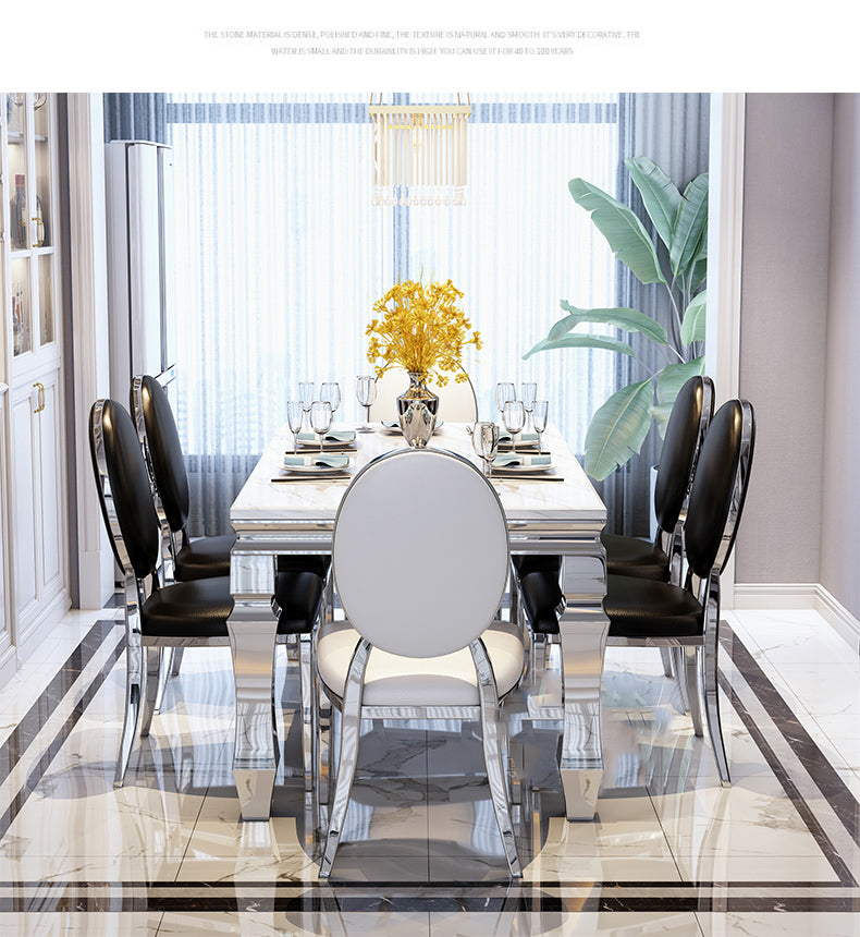 Nordic Rechthoekige Eettafel Marmeren Eetkamercollectie met 4-voet