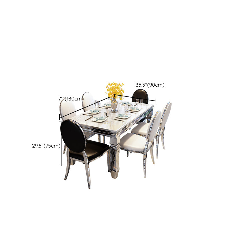 Nordic Rechthoekige Eettafel Marmeren Eetkamercollectie met 4-voet