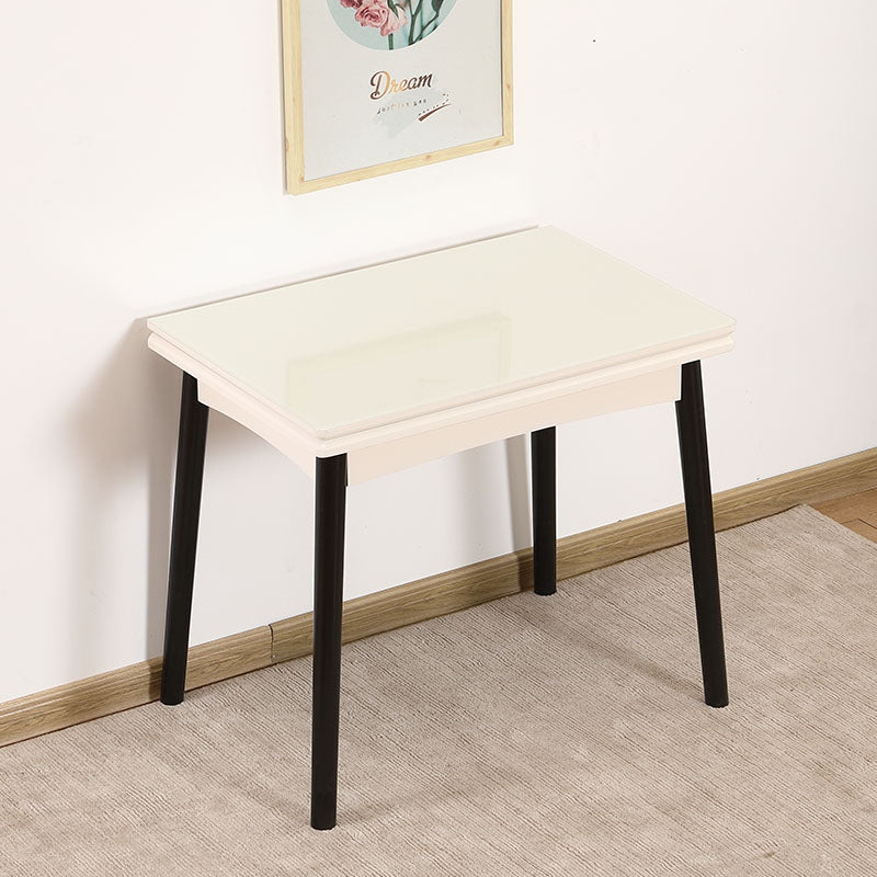 Extendable Dining Table Rectangle Table for Kitchen Dining Room Black Without Chairs Clearhalo 'Dining Tables & Seating' 'Dining Tables' 'dining_table' 'furn' 'furn_dining_table' 'Furniture' 'Kitchen & Dining Furniture' 7421054