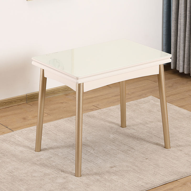 Extendable Dining Table Rectangle Table for Kitchen Dining Room White-Gold Without Chairs Clearhalo 'Dining Tables & Seating' 'Dining Tables' 'dining_table' 'furn' 'furn_dining_table' 'Furniture' 'Kitchen & Dining Furniture' 7421061