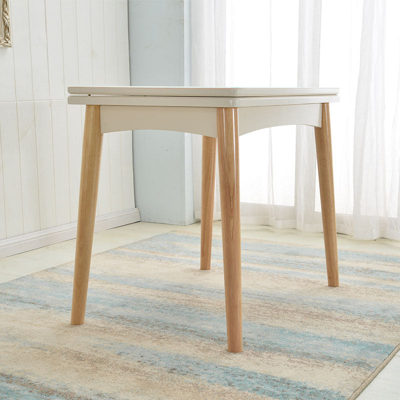 Extendable Dining Table Rectangle Table for Kitchen Dining Room Brown White Without Chairs Clearhalo 'Dining Tables & Seating' 'Dining Tables' 'dining_table' 'furn' 'furn_dining_table' 'Furniture' 'Kitchen & Dining Furniture' 7421063