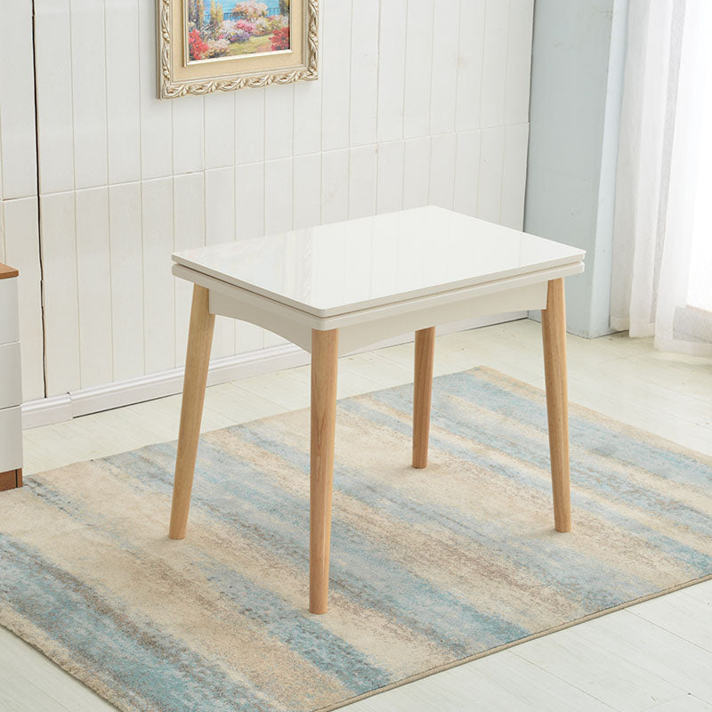 Extendable Dining Table Rectangle Table for Kitchen Dining Room White-Brown Without Chairs Clearhalo 'Dining Tables & Seating' 'Dining Tables' 'dining_table' 'furn' 'furn_dining_table' 'Furniture' 'Kitchen & Dining Furniture' 7421065