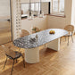 Stone Dining Site Table Contemporary Style Oval Table with Double Pedestal